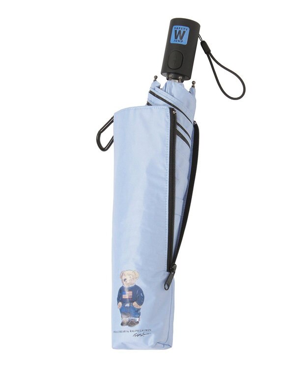 MOONBAT 【WEB限定/遮光率100%/遮熱/UV】POLO RALPH LAUREN（ポロ ラルフローレン）晴雨兼用日傘 ポロベア 無地 折りたたみ傘 自動開閉 サックスブルー