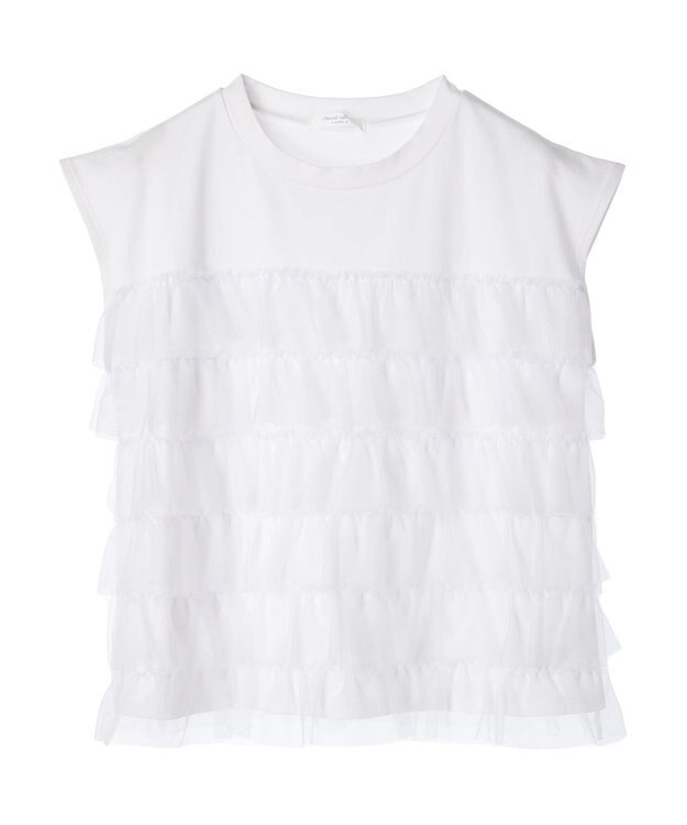 Green Parks フレンチスリーブチュールティアードプルオーバー White