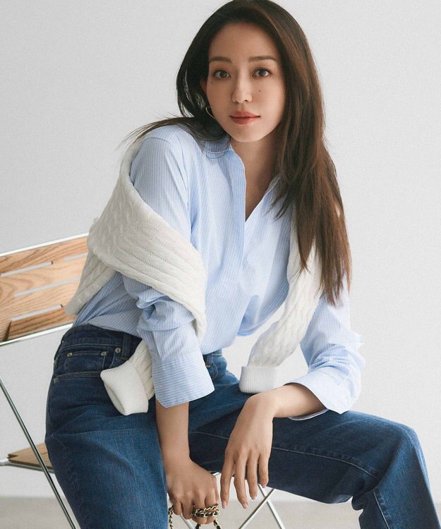 23区 L 【Oggi4月号掲載/洗える】CANCLINI スキッパー シャツ サックスストライプ