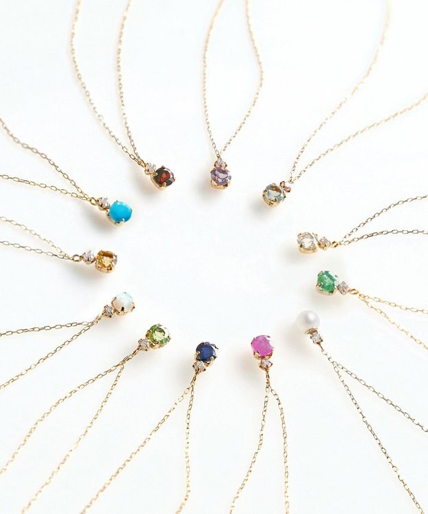 Phoebe 【K10】ジュエルラックネックレス　ターコイズ/12月誕生石/天然石/全長:40cm ゴールド