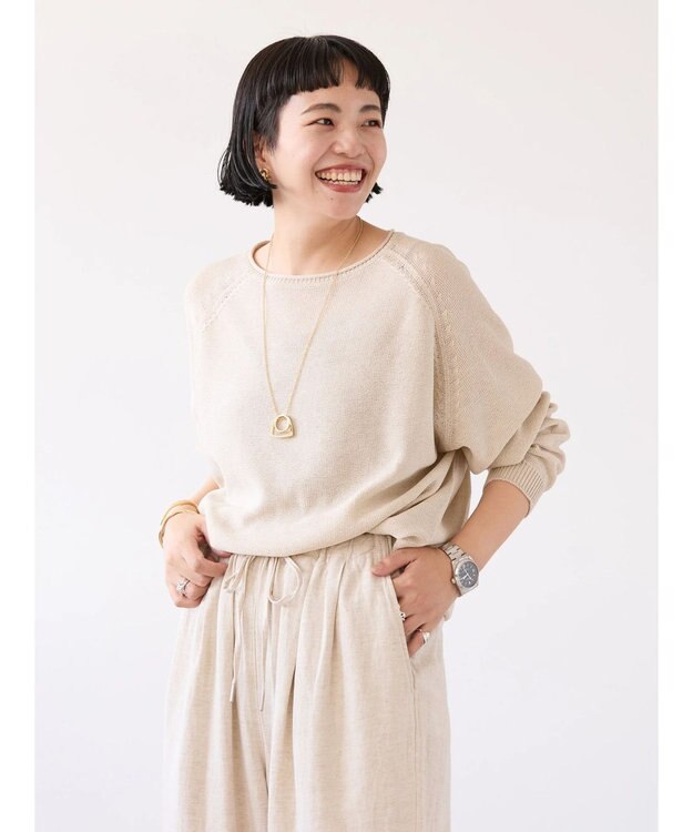 AMERICAN HOLIC ボートネックニットプルオーバー Ivory