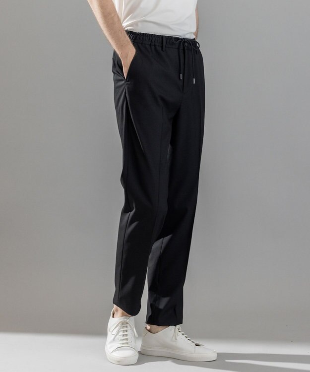 JOSEPH HOMME 【ストレッチ/ウエストゴム仕様】キャリーマンストレッチ ドロスト付ストレートパンツ / HOVE ブラック系