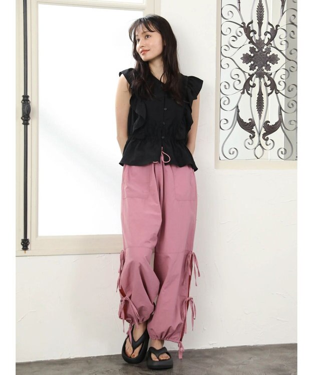 Green Parks ・Ｄｏｕｂｌｅ　Ｆｌａｇｓ　サイドリボンカーゴパンツ Pink