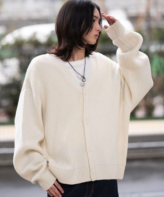 WEGO 【ユニセックス着用ITEM/MLサイズ展開】クロップドカーディガン オフホワイト