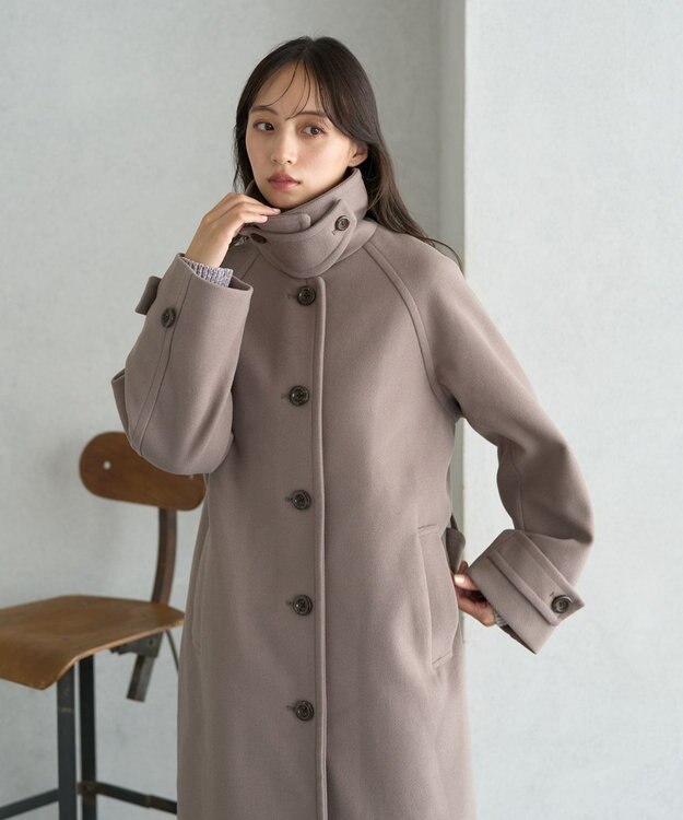 earth music&ecology 2WAYカラーロングコート モカ