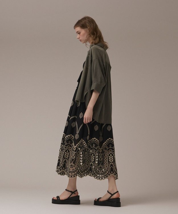 GRACE CONTINENTAL ツイルハーフスリーブシャツ カーキ