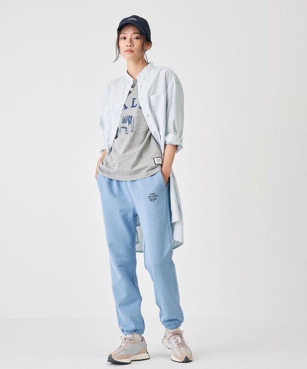 J.PRESS YORK STREET 【UNISEX】裏毛ロゴ刺繍スウェットパンツ ブルー系
