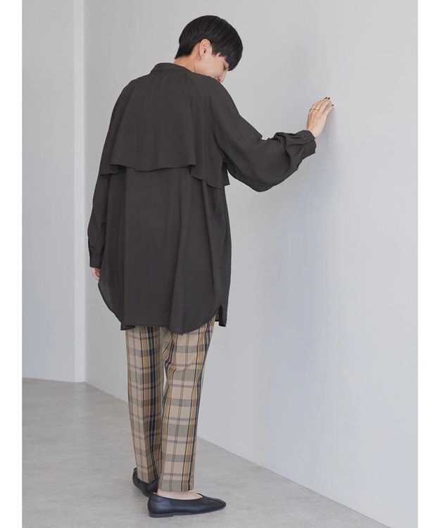 AMERICAN HOLIC バンドカラーフリルシャツチュニック Black