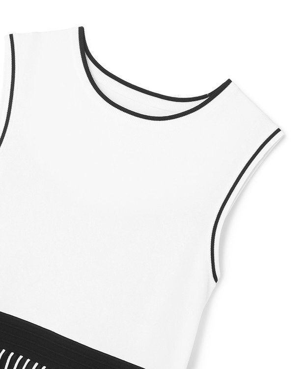 GRACE CONTINENTAL バイカラーシアーニットワンピース ホワイト