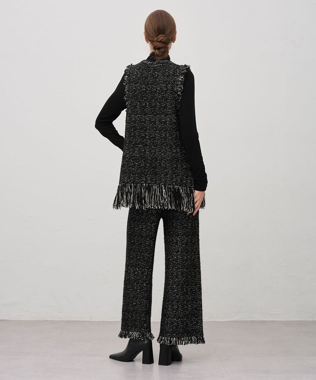 uncrave ツイードニット ジレ ブラック×オフ