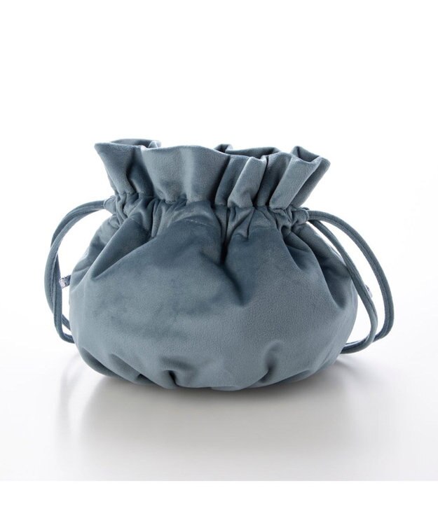 UNBILLION カシュカシュ cachecache / メタリックリボンベロア巾着バッグ ブルー