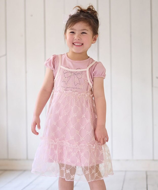 ANY KIDS チュールキャミソール付き ワンピース ピンク
