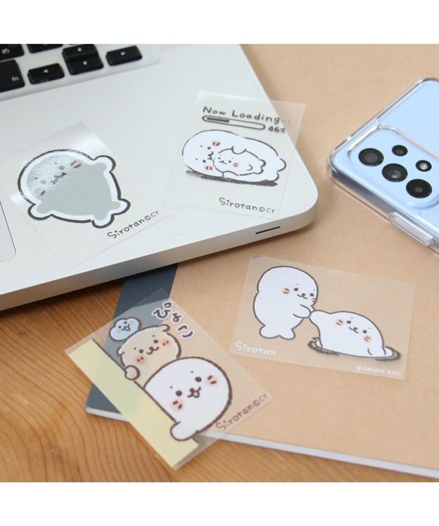 Mother garden しろたん どこでも一緒しろたんステッカー 4枚セット 《ひっぱりあげ/Now Loading…/ぴょこ/はりつき》 4枚セット