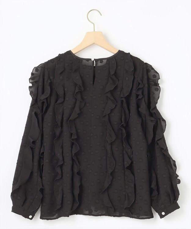組曲 L フラワーポイントシフォン ブラウス ブラック系