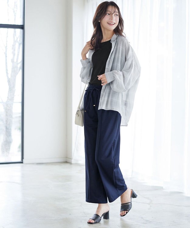 Tiaclasse シアーシャツ＋タンクトップセット（2点セット） サックスチェック