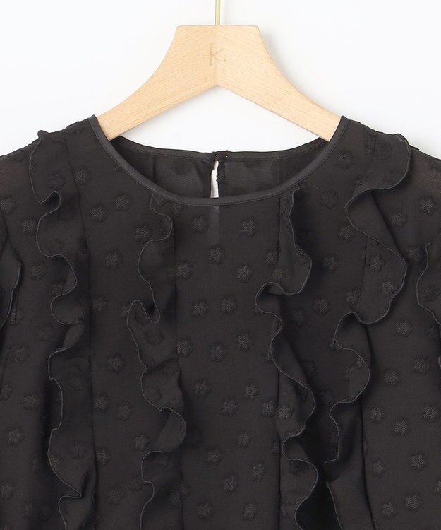 組曲 L フラワーポイントシフォン ブラウス ブラック系