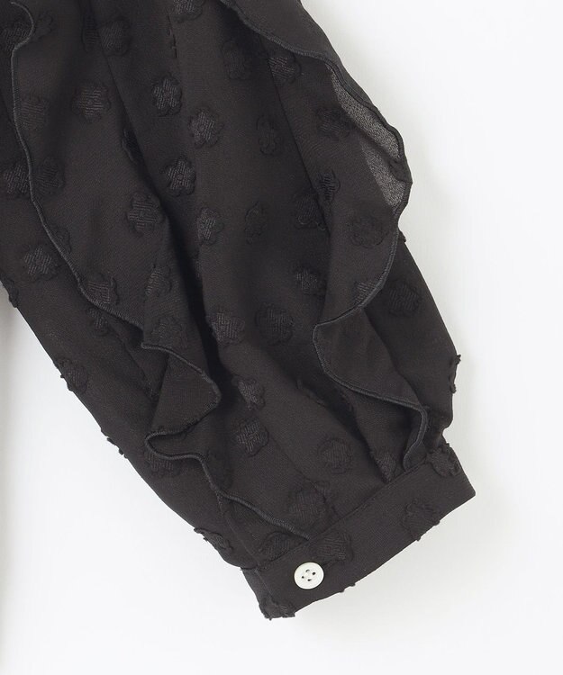 組曲 L フラワーポイントシフォン ブラウス ブラック系