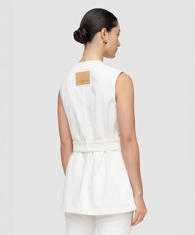 JOSEPH デニムストレッチ　ノースリーブジャケット White