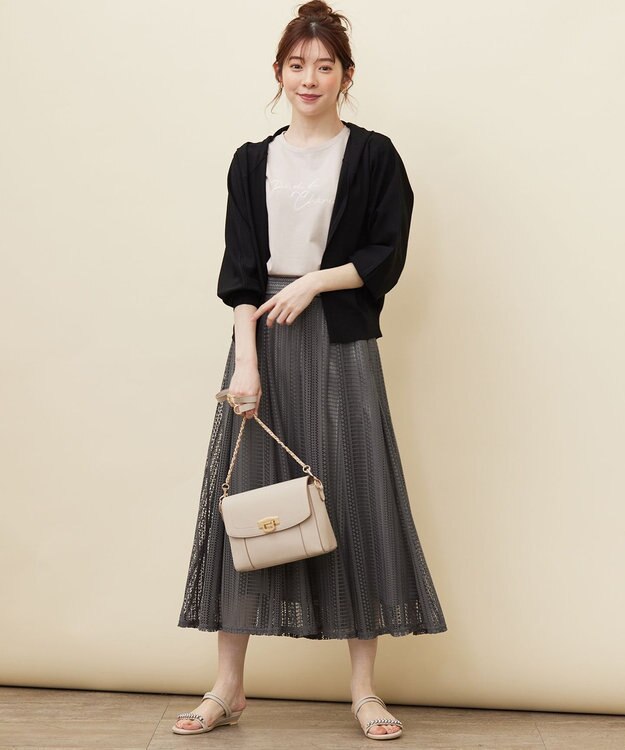 ANY SIS 【接触冷感・UVケア】ニットフーディー カーディガン ブラック