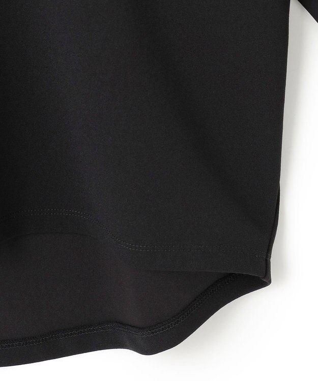 ICB L 【洗える】ジョーゼットジャージー 異素材コンビプルオーバー ブラック系