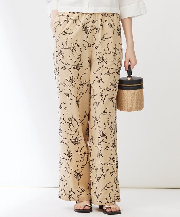 23区 【Indian Factory】フラワーエンブロイダリー ワイドパンツ ベージュ系