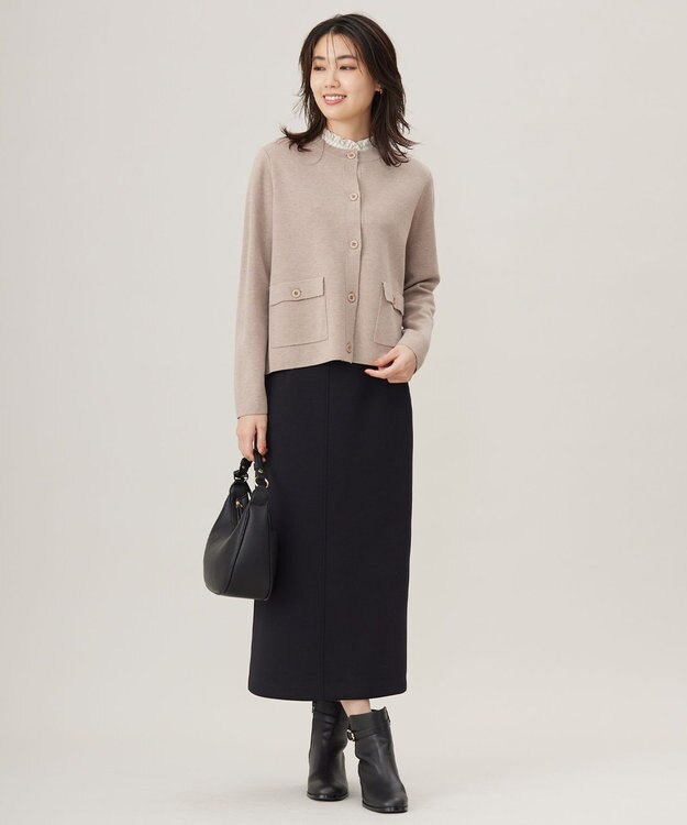 J.PRESS LADIES L 【WEB限定カラーあり・洗える】ダンボール ナロー スカート ブラック系