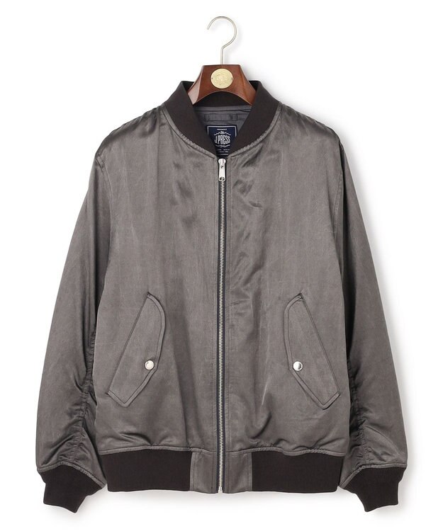 J.PRESS MEN 【J.PRESS ORIGINALS】Bleach Viscose Cotton Satin Flight Jacket / Japan Made グレー系