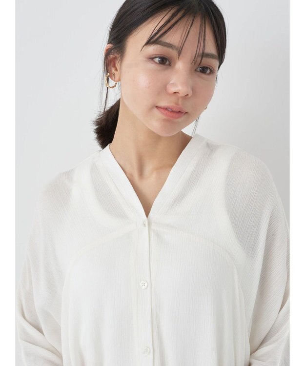 earth music&ecology レーヨンビッグシャツチュニック Off White