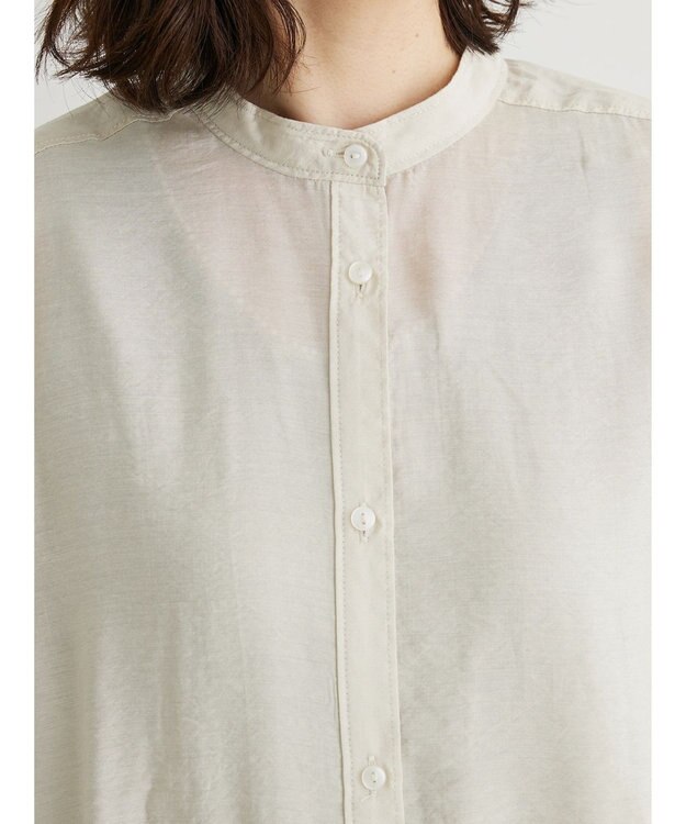 Green Parks バンドカラーシアーシャツ Gray Beige