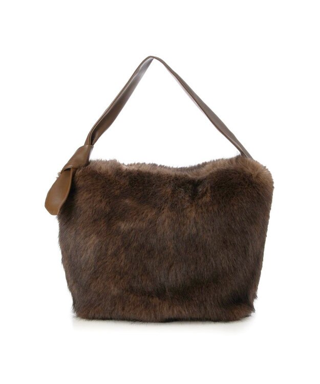 UNBILLION カシュカシュ cachecache / リボンワンハンドルエコファービッグバッグ チョコ