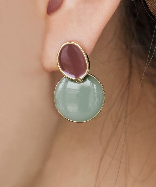Tiaclasse 2トーンピアス レッド×ミント