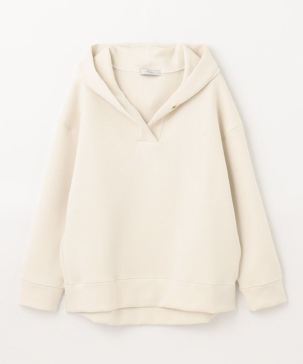 ANY 【洗える】ライトウエイト スリットネックパーカー ベージュ