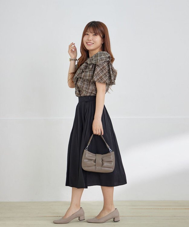 Tiaclasse パニエ付きフレアスカート ブラック