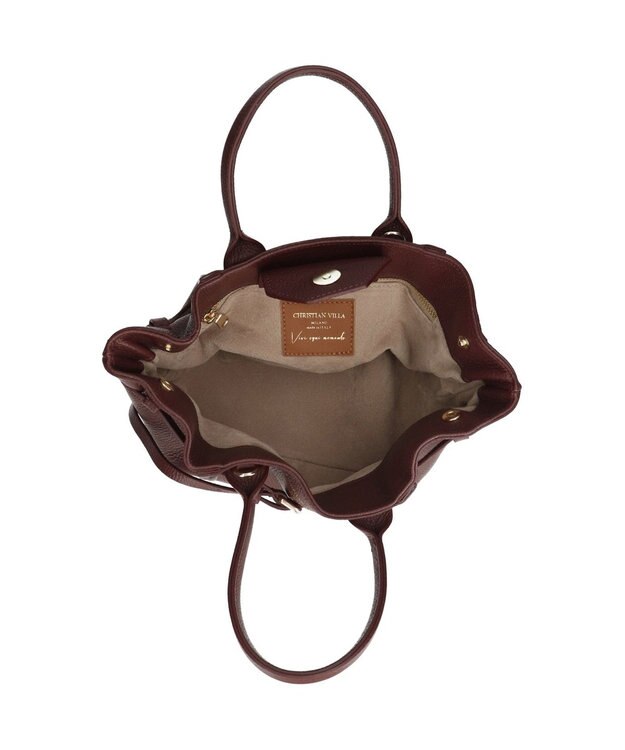 INTER-CHAUSSURES 【CHRISTIAN VILLA】レザーミディアムハンドバッグ ボルドー