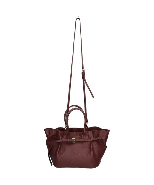 INTER-CHAUSSURES 【CHRISTIAN VILLA】レザーミディアムハンドバッグ ボルドー