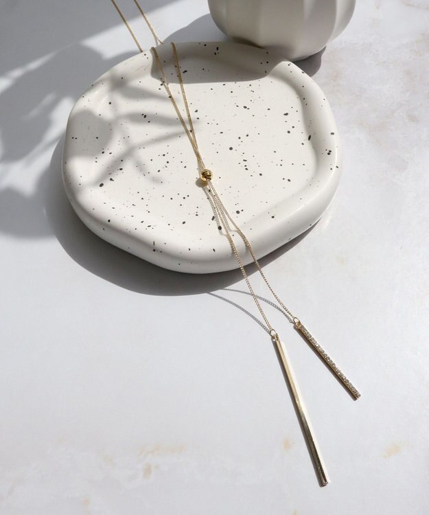 Tiaclasse 【日本製】ボール＆バー ラリエット ネックレス ゴールド