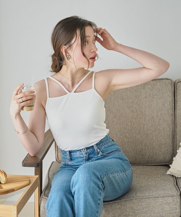 WEGO 【カップ付き】nachumoreホルターネックキャミ ホワイト