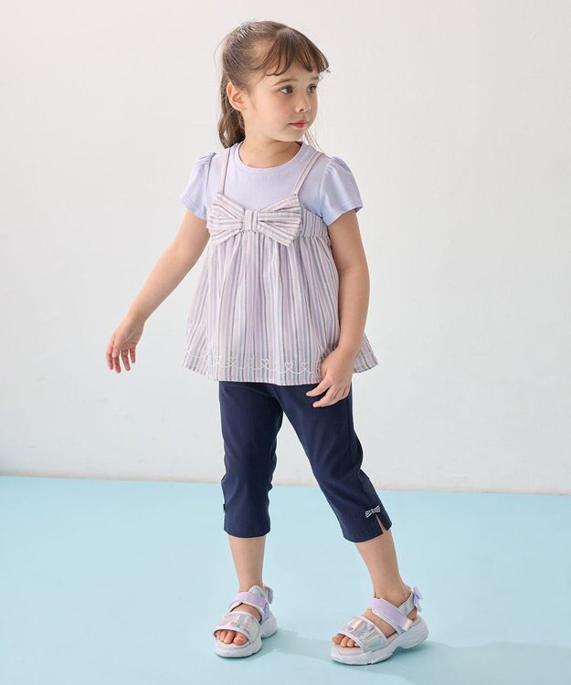 ANY KIDS キャミソール ドッキングTシャツ ラベンダーストライプ