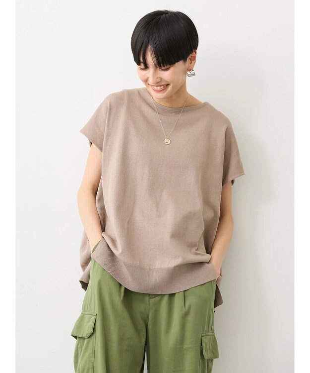 AMERICAN HOLIC 前振りニットフレンチスリーブプルオーバー Mocha