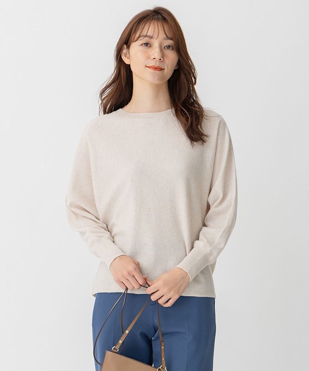 自由区 【洗える】ソフトウールハイゲージ ドルマンスリーブニット ベージュ系