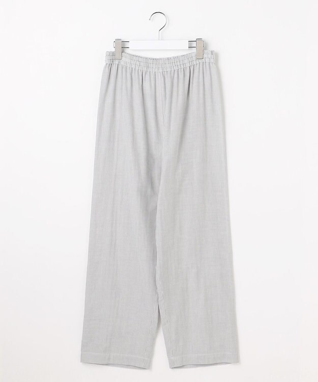 自由区 【WEB限定】オーガニックコットンパジャマ グレーストライプ×グリーン