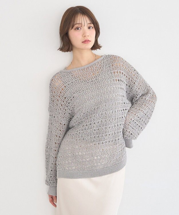 earth music&ecology メッシュニットプルオーバー Gray