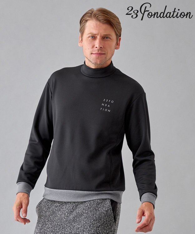 23区GOLF 【23Fondation/MEN】ストレッチ裏フリース モックネック ブラック系