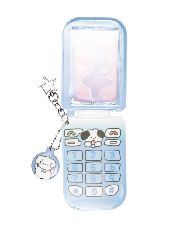 WEGO 【痛バ＆推し活グッズ】チャーム付きゆるアニマルガラケーカードホルダーキーホルダー ブルー