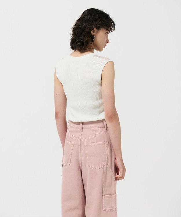 GRACE CONTINENTAL リブシアーニットトップ ホワイト