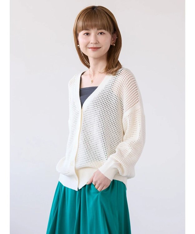 AMERICAN HOLIC ２ＷＡＹメッシュ編みニットカーディガン Off White