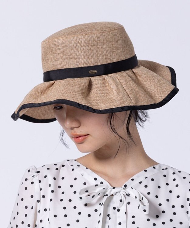 TOCCA 【UV99%以上カット・吸水速乾・抗菌防臭・洗える・サイズ調整可】FRILL HAT ハット ベージュ系
