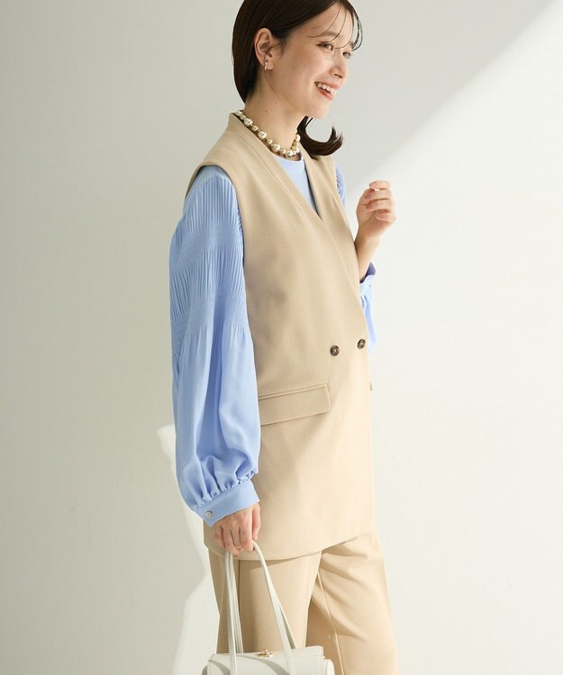 Green Parks Ｏ．洗えてストレッチ　Ｗボタンベスト Light Beige