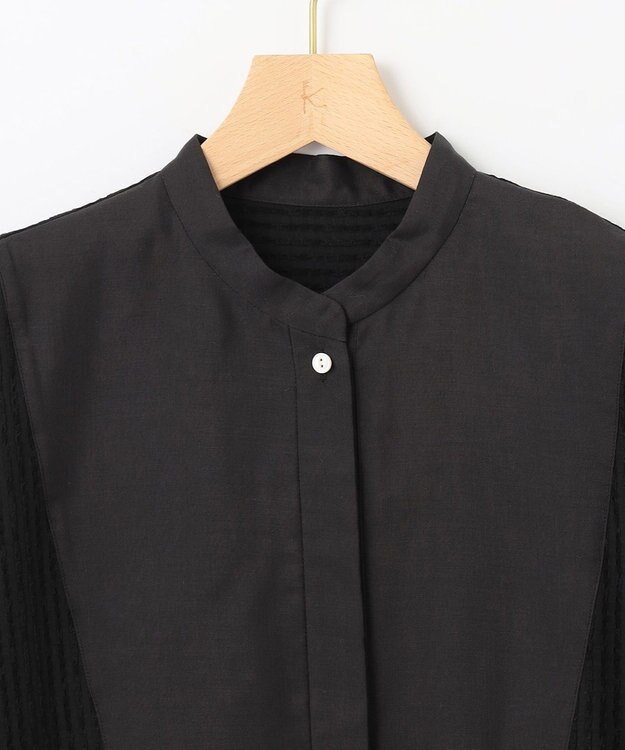 組曲 【WEB限定】ステッチストライプドビー ブラウス ブラック系