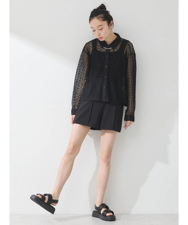 earth music&ecology シャーリングタンクトップ Black